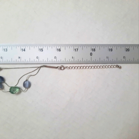 Beautiful Lia Sophia 3 Strand Aqua, Gray, Blue, Silver Tone Beaded Necklace 20" - Picture 3 of 5